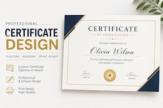 create a modern certificate and award certificate design