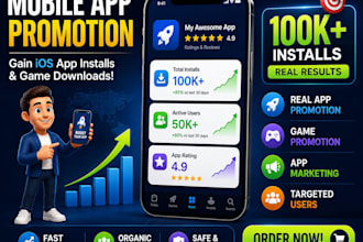 do mobile app promotion, gain IOS app installs, game promotion, app marketing