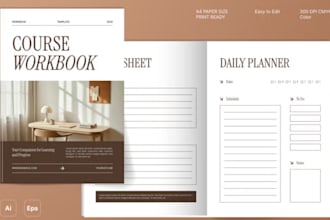 design editable canva coaching, business, teacher and student workbooks