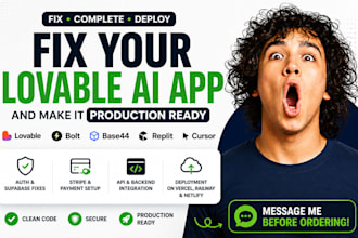 fix your lovable, manus, bolt new, claude ai replit base44 ai app and deployment