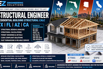 structural engineer design residential building structural calc in tx fl az ca