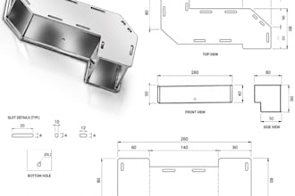 design sheet metal enclosure 2d technical drawing dxf for laser cutting and cnc