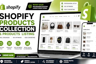 create shopify product collections and SEO product listings