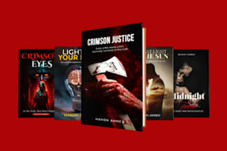 design thriller book cover, horror, mystery, crime series and romance book cover