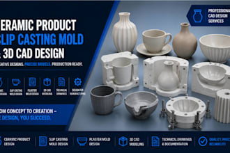 design ceramic products slip casting molds production ready 3d cad