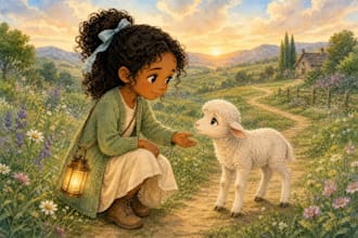 illustrate watercolor christian children storybook illustration for bible story