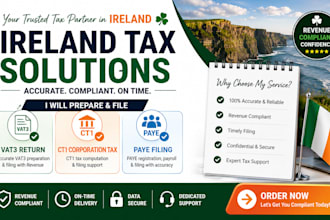 prepare ireland vat3 return ct1 corporation tax and paye filing
