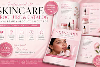 create skincare brochure catalog canva beauty product layout pdf