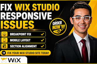 fix wix studio responsive breakpoints, section alignment and mobile layout issue