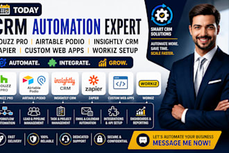 set up houzz pro, airtable podio, insightly crm, zapier, custom web apps, workiz