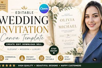 design editable canva etsy wedding invitation templates that sell