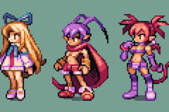 do pixel art character sprite sheet pixel animation tileset city map game asset