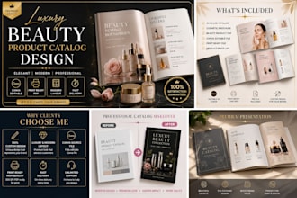 create beauty product catalog, canva skincare brochure design PDF
