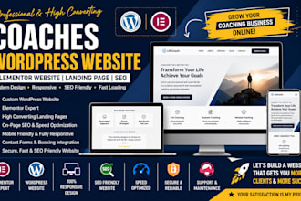 design coaches wordpress elementor website, wordpress landing page wordpress seo