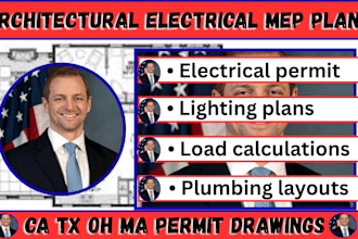 architectural electrical mep plans plumbing hvac ca tx oh ma permit drawings