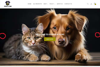 design a premium shopify pet store, pet dropshipping store, dog cat store
