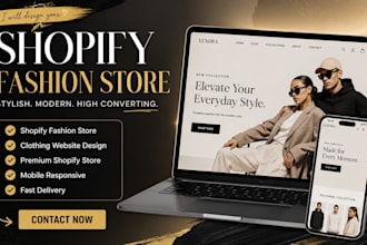 shopify clothing store design redesign fashion website ecommerce develoment, seo