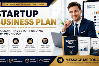 write sba loan bussiness plan for startup investor funding with pitch deck