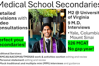 edit and revise your medical school secondary essays with detailed feedback