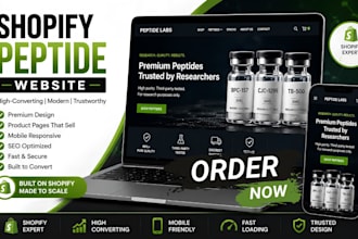 design shopify research peptide store biotech supplement website