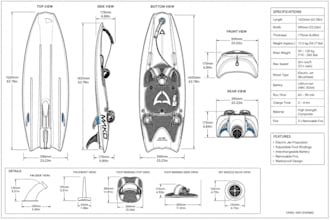design surfboard, paddleboards, kayaks, and water sport accessories, cad