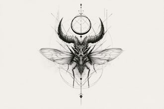 draw a unique abstract graphic fine line tattoo design