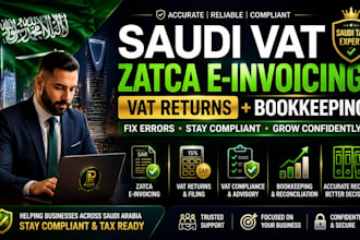 fix saudi vat issues, zatca e invoicing, vat returns, compliance, bookkeeping