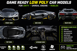 create game ready low poly car models for unity unreal engine and roblox