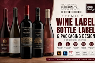 design luxury wine label, custom bottle label, beer label and packaging design
