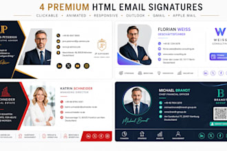 design clickable HTML animated email signature for outlook, gmail, apple mail,