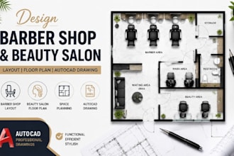 design barber shop layout, beauty salon floor plan autocad drawing