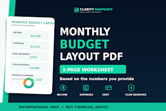 create a monthly budget layout PDF from your numbers