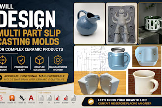 design multi part slip casting molds for complex ceramic product