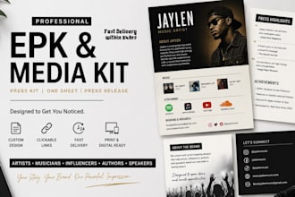 design edit proper epk media kit press kit for artist and musicians in 24hrs
