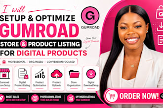 setup gumroad digital product store gumroad product listing and optimization
