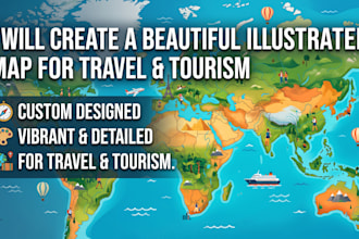 create a beautiful illustrated map for travel and tourism