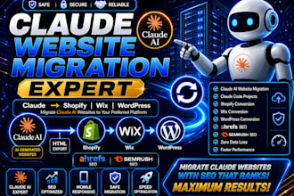 fix migrate claude ai website to wix wordpress with advanced SEO, shopify claude