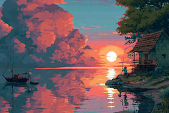 draw pixel art illustration or background