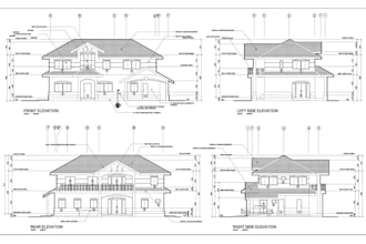 draft autocad 2d architectural floor plan drawing, elevation