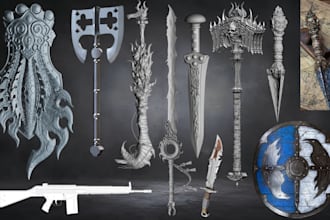 design cosplay weapon prop sword gun shield 3d printable stl file