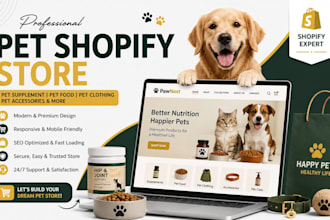 do pet supplement website pet shopify store pet food store pet clothing website