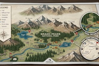 design custom hiking maps, trail maps, park maps and outdoor adventure maps