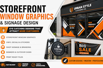 design storefront window graphics, signage, banner and vinyl decals