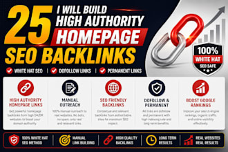 build high authority 25 homepage SEO backlinks