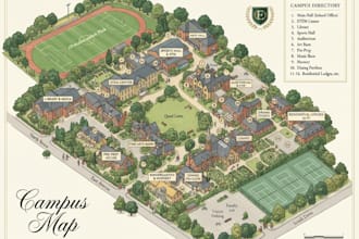 design custom vector campus map for university school and college