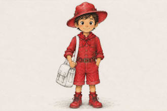 hand draw children book character design with model sheets