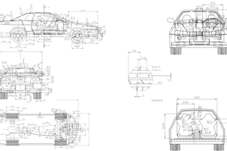 design 3d widebody kit car technical drawing and automotive cad model
