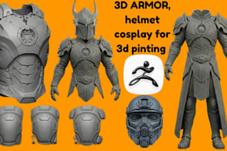 design custom 3d armor cosplay helmet 3d mask props stl file for 3d printing