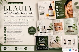 create beauty catalog design canva adobe skincare brochure pdf