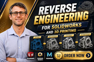 reverse engineer stl and 3d scan to cad models for solidworks and 3d printing